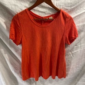 Moth coral short sleeve swing sweater with back buttons